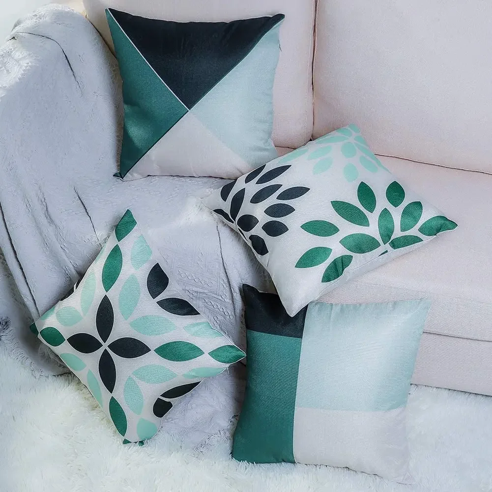 

Linen Cushion Cover Leaf Geometric Pattern Pillowcase For Sofa Home Living Room Bedroom Home Decor, 40x40 45x45 50x50 60x60