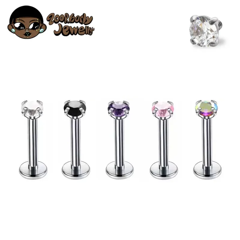 ASTM F136 Titanium Classic Labret Lip Stud Zircon Prong Set Gemstone 16G Earrings Fashion Classic Earrings Unisex Body Piercing
ASTM F136 Titanium Classic Labret Lip Stud Zircon Prong Set Gemstone 16G Earrings Fashion Classic Earrings Unisex Body Piercing