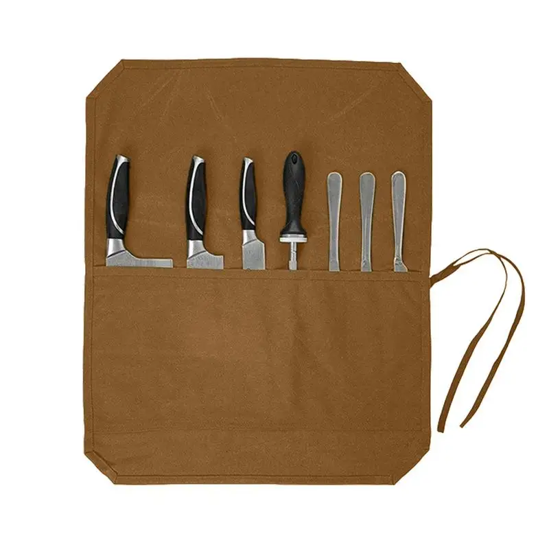 

Roll Up Knives Bag Waxed Canvas Cutlery Knives Holders Protectors Knifes Roll Chef Knifes Roll Case With 7 Slots Home Kitchen
