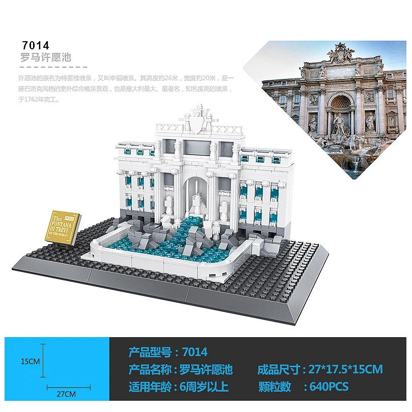 WANGE 4212 City Architecture Fontana Di Trevi Building Blocks Sets Bricks Classic Skyline Model Kids Gift Toys
WANGE 4212 City Architecture Fontana Di Trevi Building Blocks Sets Bricks Classic Skyline Model Kids Gift Toys