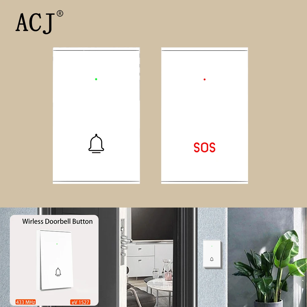 433MHz Wireless Smart Doorbell Welcome Intelligent Door Bell Button with Battery and SOS Button for Home Security Alarm System
433MHz Wireless Smart Doorbell Welcome Intelligent Door Bell Button with Battery and SOS Button for Home Security Alarm System
