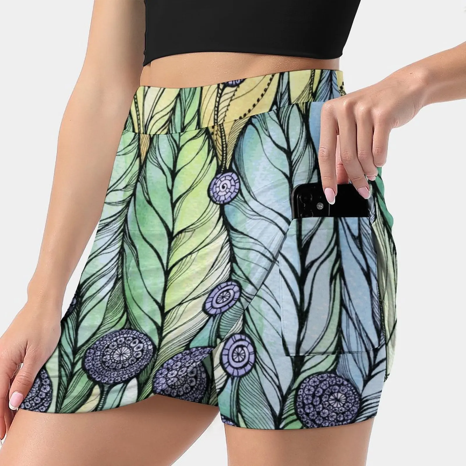 

Dandelions.Hand Draw Ink And Pen , Watercolor , On Textured Women's skirt Mini Skirts A Line Skirt With Hide Pocket Meditation