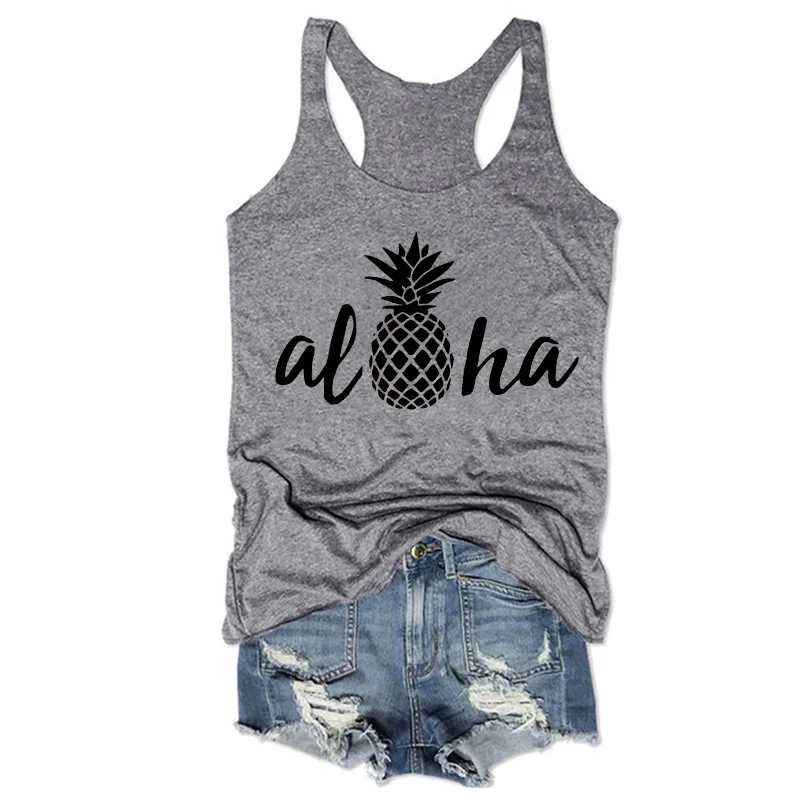 

Aloha Tank Top Hawaii Vacation Womens Clothes Fashion Back Tank Print Womens Tank Top Sexy Streetwear Cute Tops Casual