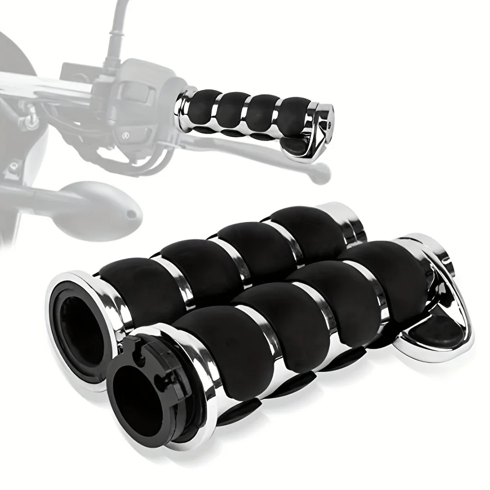 25mm Motorcycle Hand Grips for Enhanced Control - Easy-Install, Chrome & Black Aluminum Rubber, Perfect for 1-Inch Handlebars
25mm Motorcycle Hand Grips for Enhanced Control - Easy-Install, Chrome & Black Aluminum Rubber, Perfect for 1-Inch Handlebars