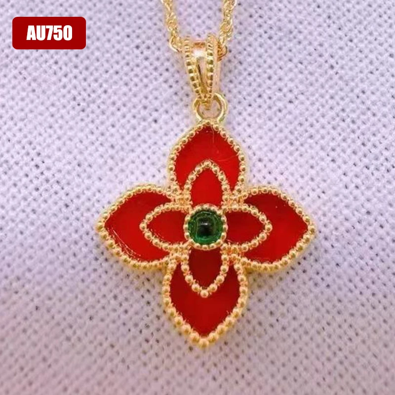 Authentic 18K Real AU750 Gold Agate Pendant Necklace Vintage Exquisite Gift Festival Present For Woman Fine Jewelry
Authentic 18K Real AU750 Gold Agate Pendant Necklace Vintage Exquisite Gift Festival Present For Woman Fine Jewelry