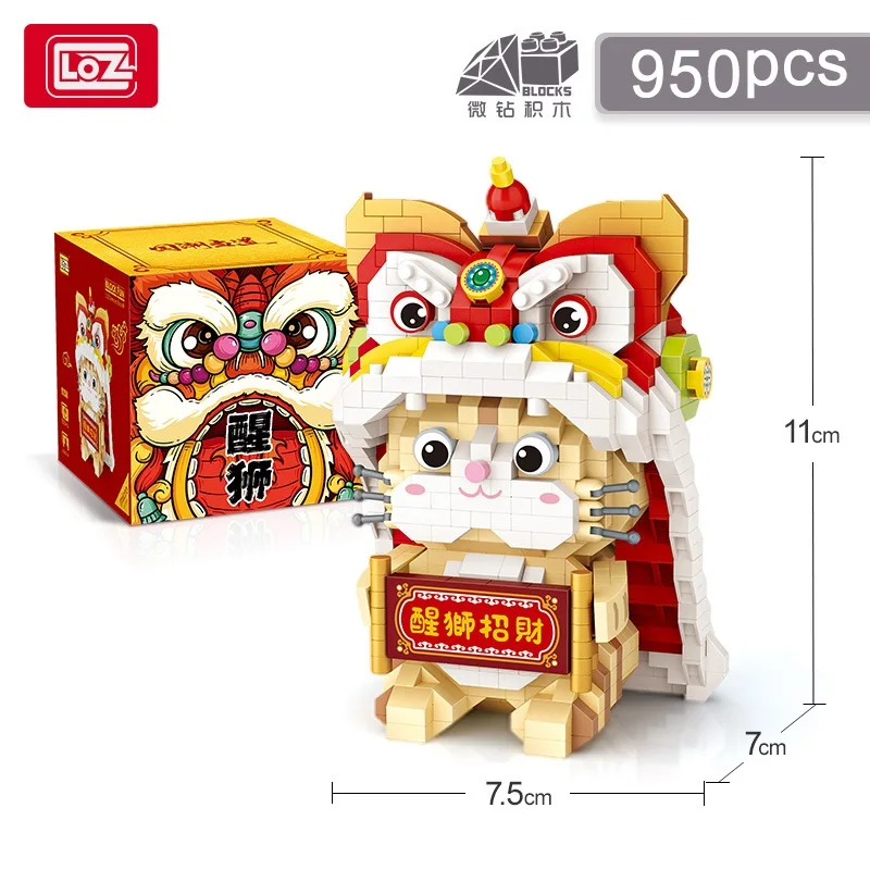 

LOZ Mini Blocks Cartoon Chinese Lion DIY Educational Toy Small Bricks Brinquedo Kids Gift Girl Present New Year 9258
