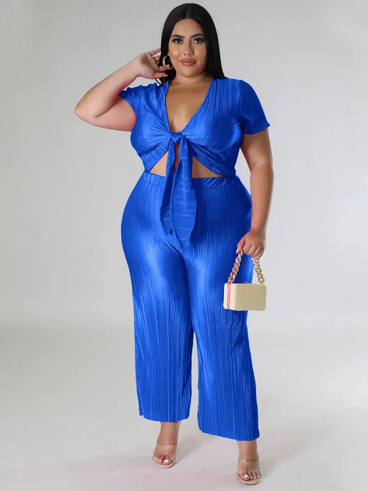 ZJFZML ZZ Plus Size Women's Clothing Two Piece Pant Suits Tracksuit for Summer Tie Front Short Sleeve Top with Ankle Length Pant
ZJFZML ZZ Plus Size Women's Clothing Two Piece Pant Suits Tracksuit for Summer Tie Front Short Sleeve Top with Ankle Length Pant