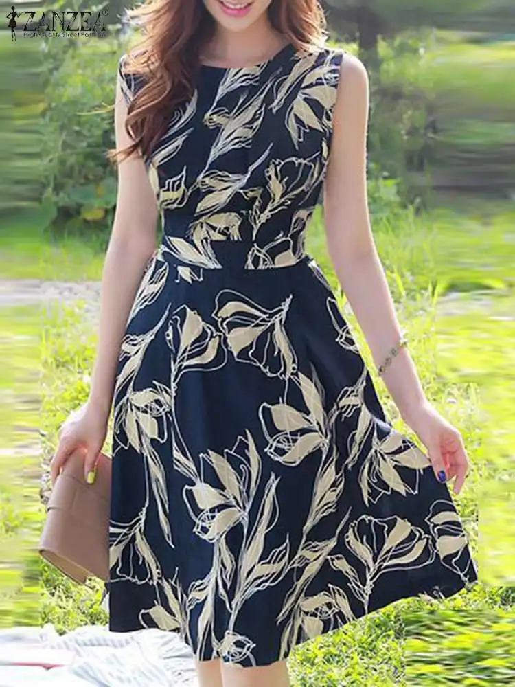 ZANZEA Bohemian Sleeveless Sundress O-neck Women Tank Dress Fashion Cinched Waist Robe 2023 Summer Floral Knee-length Vestidos
ZANZEA Bohemian Sleeveless Sundress O-neck Women Tank Dress Fashion Cinched Waist Robe 2023 Summer Floral Knee-length Vestidos