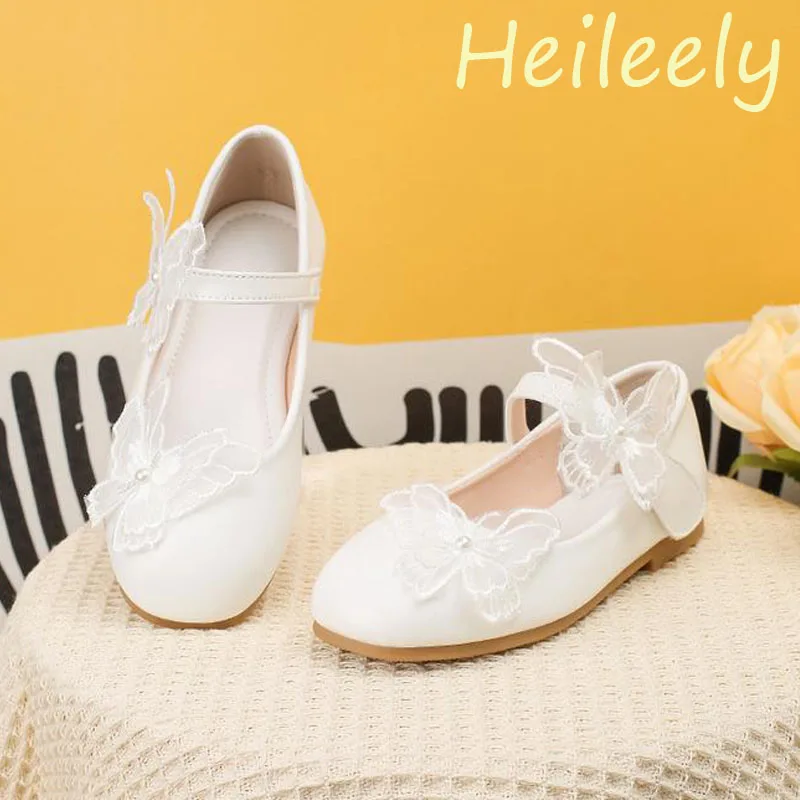 

Новинка 2024, детская обувь для девочек, милые белые резиновые туфли с круглым носком и кружевным бантом-бабочкой, на плоской подошве, 27, 28, 29