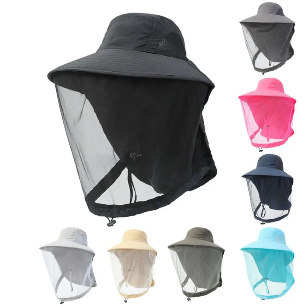 

Men Women Jungle Farm Outdoor Fishing Sun Cap Insect Proof Cap Bucket Hat Mosquito Hat