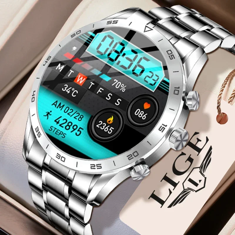 

2023 Smartwatch Man AMOLED Full Touch Screen Bluetooth Dial Contacts Sync Heart Rate Healthy Sport Watches Man Smart Watch Men