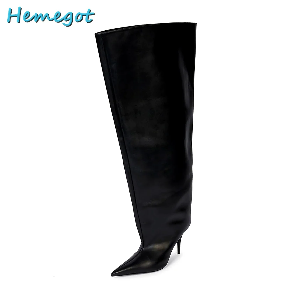 Newest Pointed Toe Stiletto Knee High Boots Genuine Leather Slip On Black Solid Women Long Boots Fashion Runway European Style
Newest Pointed Toe Stiletto Knee High Boots Genuine Leather Slip On Black Solid Women Long Boots Fashion Runway European Style