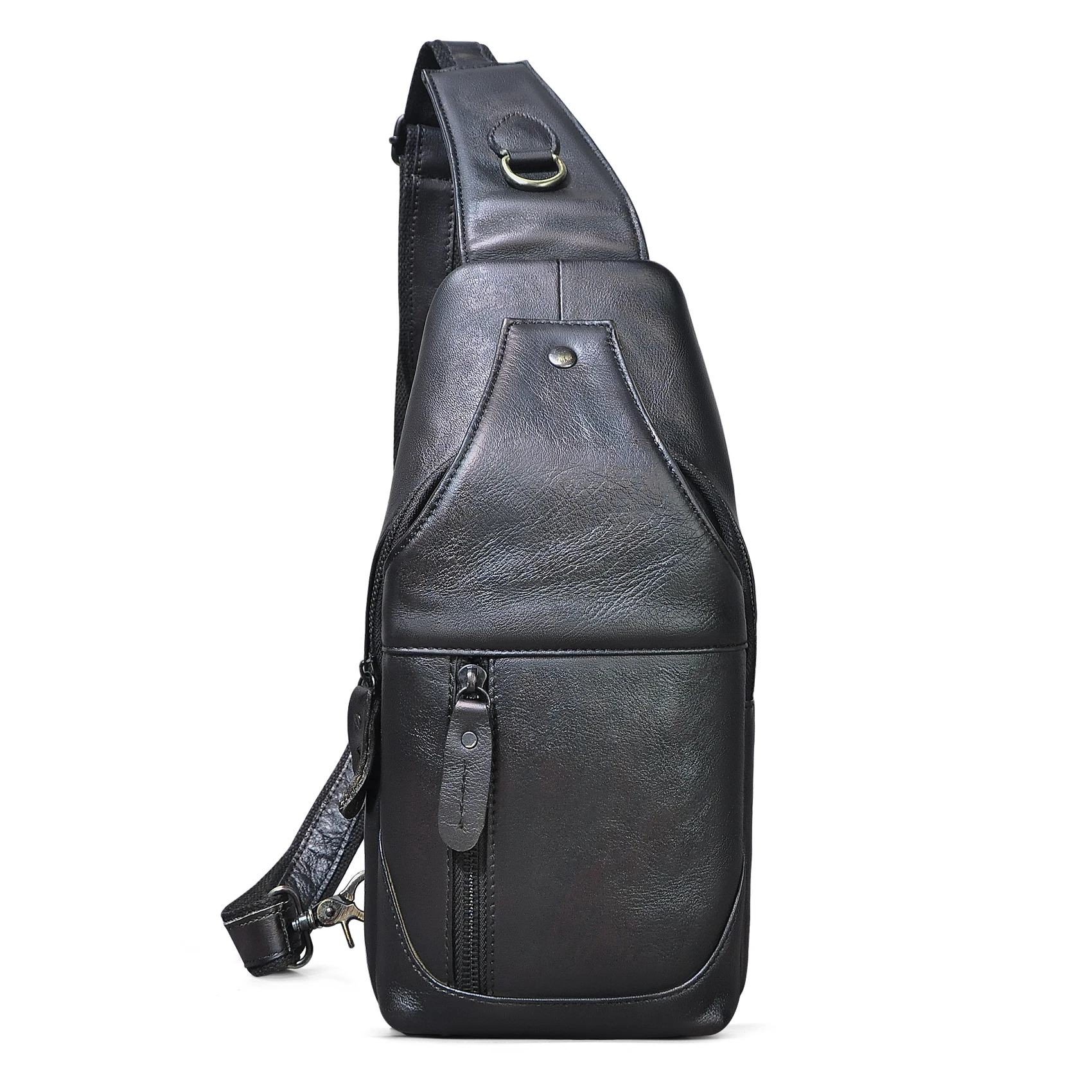 

High Quality Leather Casual Travel Chest Sling Bag Design Vintage One Shoulder Bag Cross-body Bag Day-pack For Male XB8088