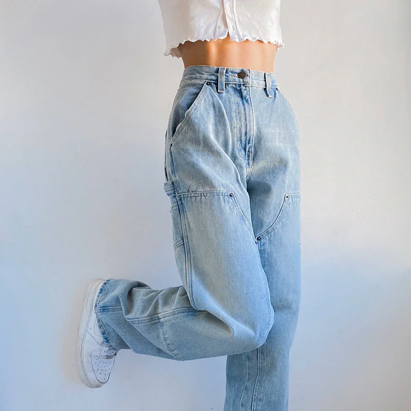 2024 Baggy Jeans Mom Fit High Waist Loose Light Blue Jean Pocket Patchwork Female Women's Autumn New Casual Straight Denim Pants
2024 Baggy Jeans Mom Fit High Waist Loose Light Blue Jean Pocket Patchwork Female Women's Autumn New Casual Straight Denim Pants