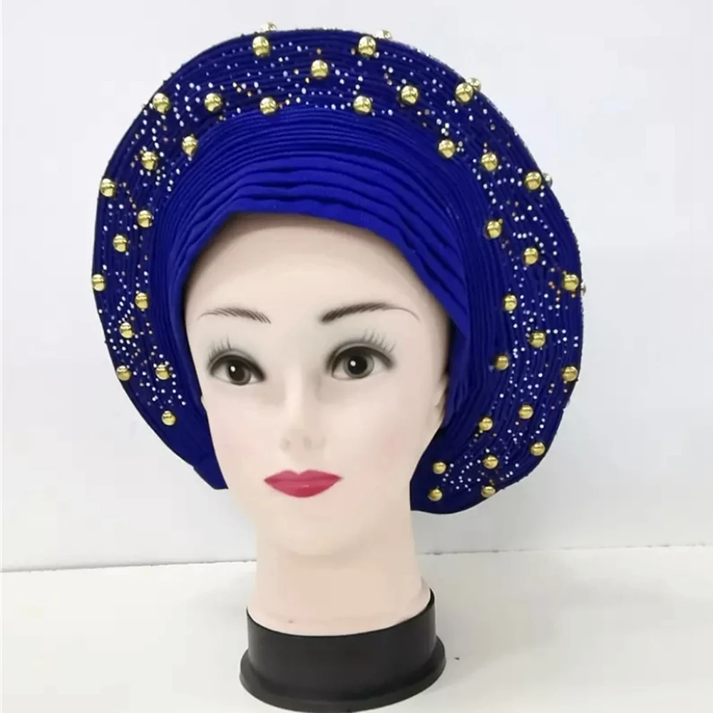 Pure Blue African Exquisite Sego Gele Headtie Nigerian Ghana Headwear With Stone Beads Auto Turban Wide Trim For Party
Pure Blue African Exquisite Sego Gele Headtie Nigerian Ghana Headwear With Stone Beads Auto Turban Wide Trim For Party
