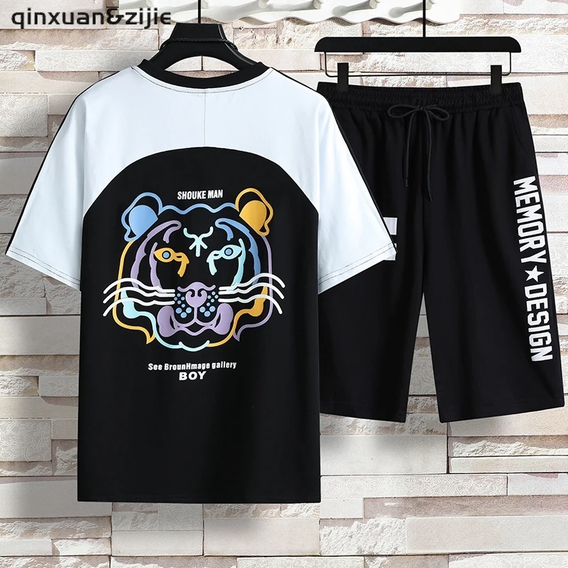 Мужской спортивный костюм, футболка и шорты, комплект одежды для тренировок из 2 предметов, спортивная одежда с принтом тигра и круглым вырезом и короткими рукавами, мужская одежда
Мужской спортивный костюм, футболка и шорты, комплект одежды для тренировок из 2 предметов, спортивная одежда с принтом тигра и круглым вырезом и короткими рукавами, мужская одежда