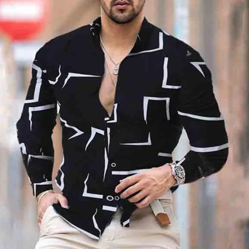 Spring Summer Mens Shirt Long Sleeve M-3XL Fashion Geometric Printing Lapel Single Breasted Cardigan Hawaiian Casual Men's Shirt
Spring Summer Mens Shirt Long Sleeve M-3XL Fashion Geometric Printing Lapel Single Breasted Cardigan Hawaiian Casual Men's Shirt