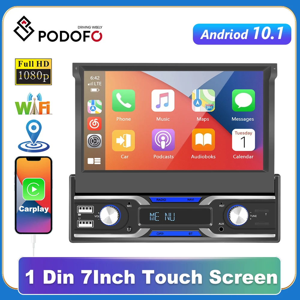 Podofo 1din CarPlay Android авто радио Универсальный 7 "Выдвижной мультимедийный видео плеер GPS навигация WIFI стерео приемник
Podofo 1din CarPlay Android авто радио Универсальный 7 "Выдвижной мультимедийный видео плеер GPS навигация WIFI стерео приемник