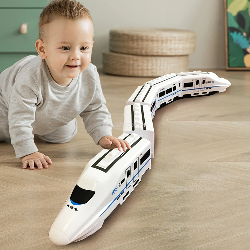 

1:8 имитация гармонии высокоскоростной железнодорожный поезд, игрушечный автомобиль, электронный звук, модель светильник EMU, конструктор «сделай сам», поезд, игрушки для детей