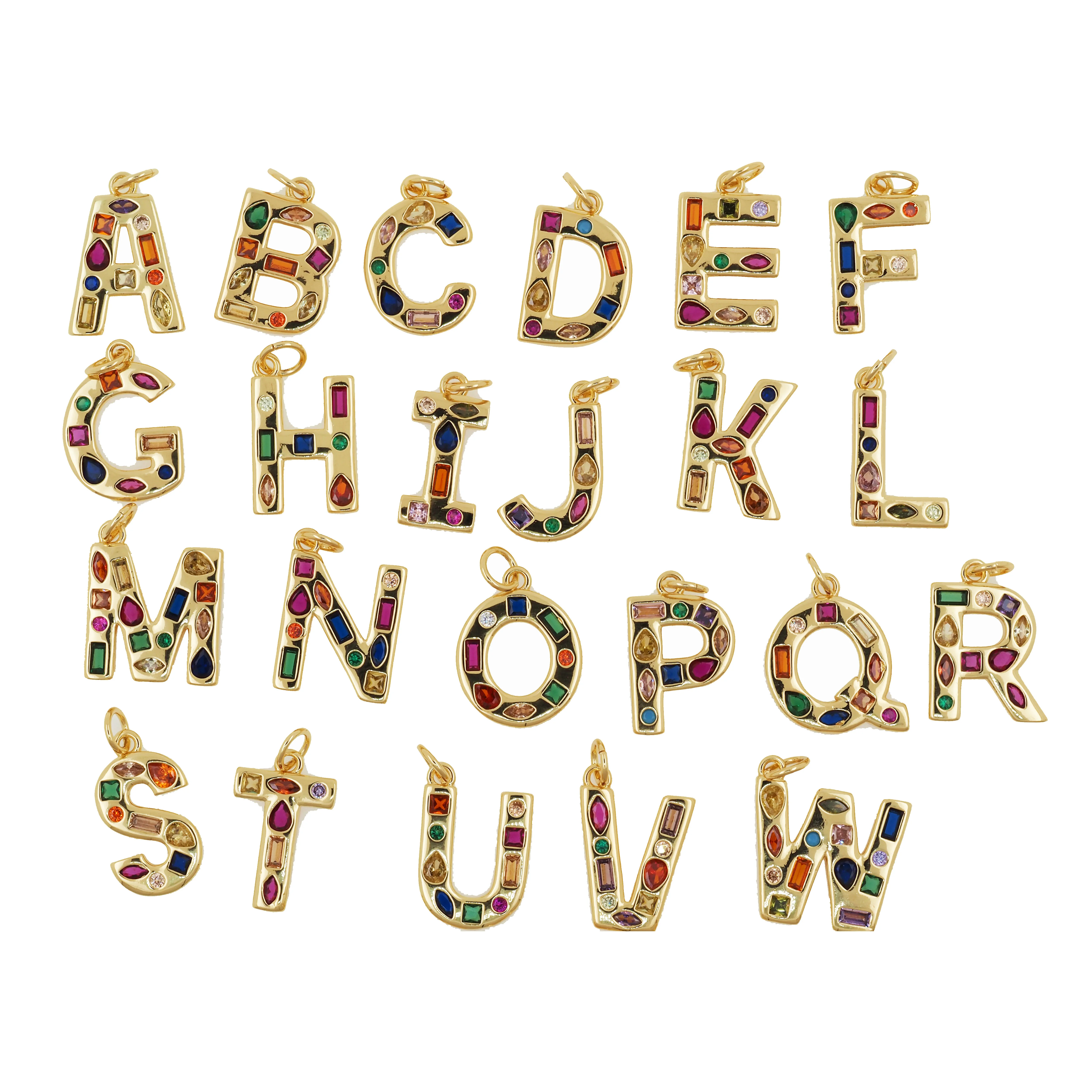 

Женское Ожерелье с 26 инициалами, медное Позолоченное колье в стиле хип-хоп с буквенным именем и кулоном из фианита, аксессуары для рукоделия, Подарочная бижутерия