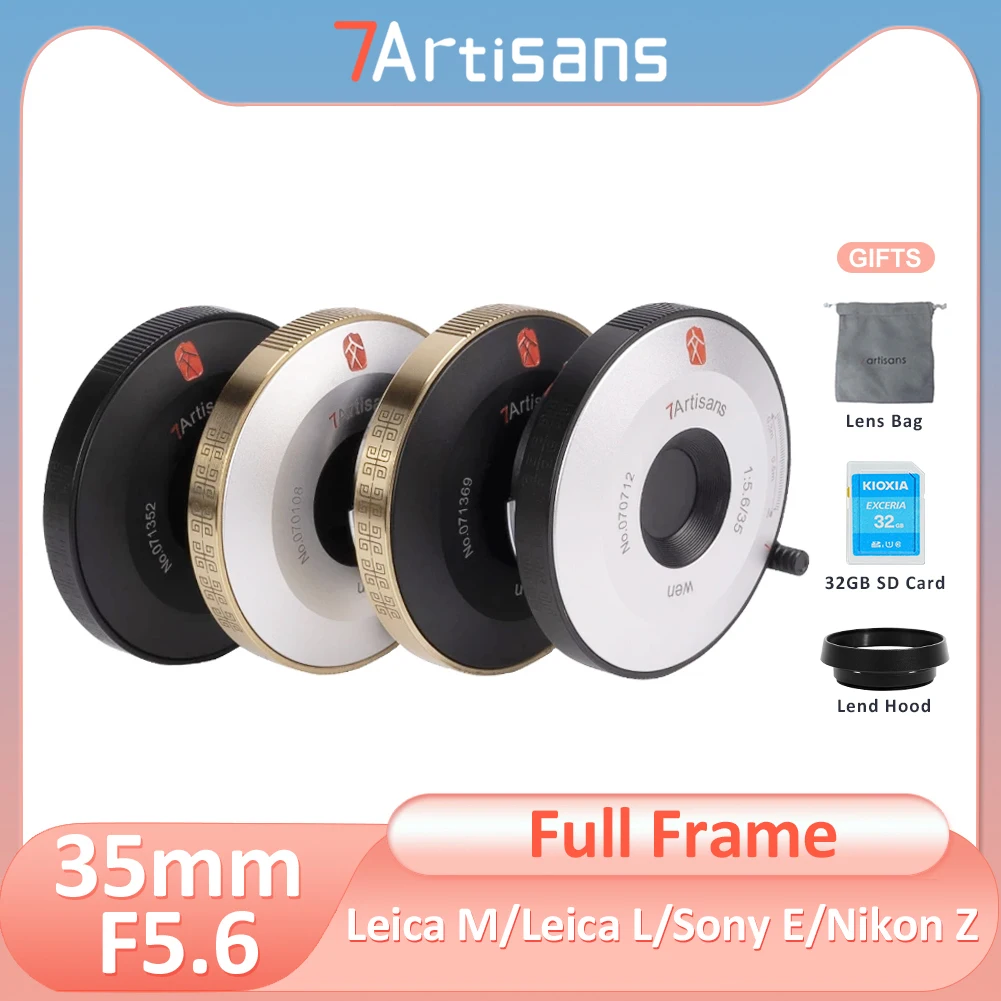 

7artisans 7 artisans 35mm F5.6 Full Frame Ultra-Thin Pancake Mirrorless Camera Lens for Leica M M10 Sony E Nikon Z Leica L