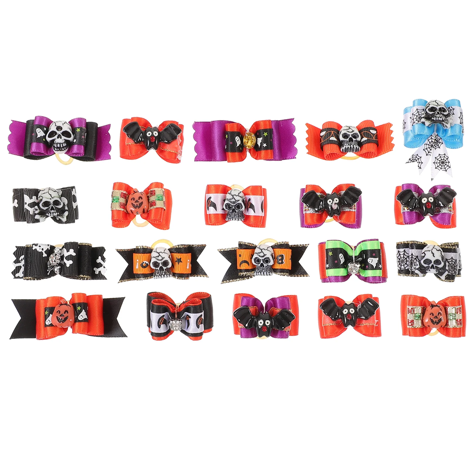 

20pcs Halloween Dog Hair Bows Pets Animals Hair Bow Ties with Rubber Band Hair Accessories