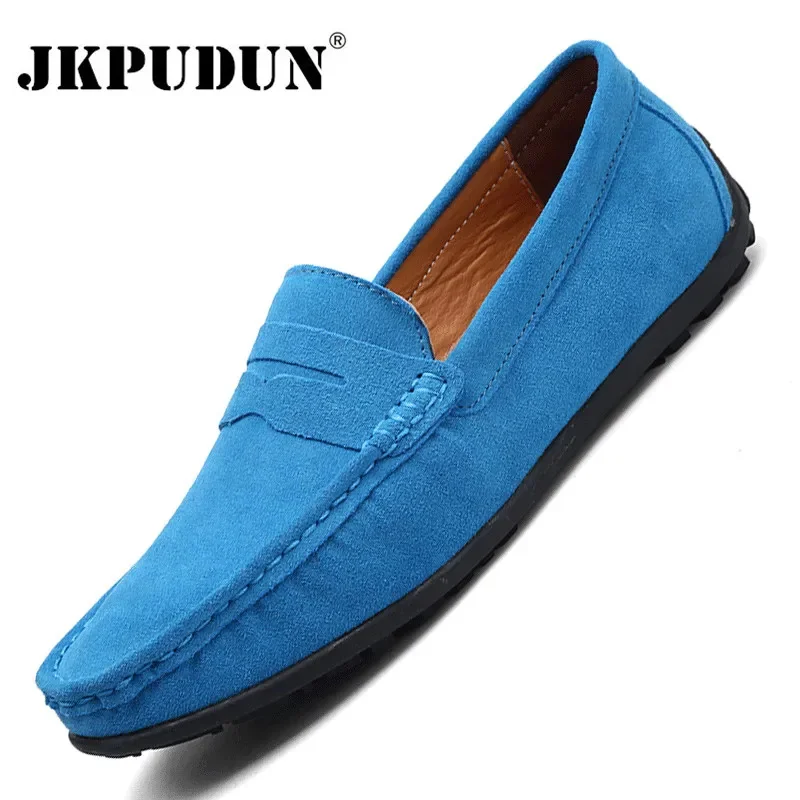 

Мокасины JKPUDUN мужские из натуральной кожи, роскошные Брендовые повседневные туфли без застежки, официальные лоферы, итальянская обувь для вождения, цвет черный/синий
