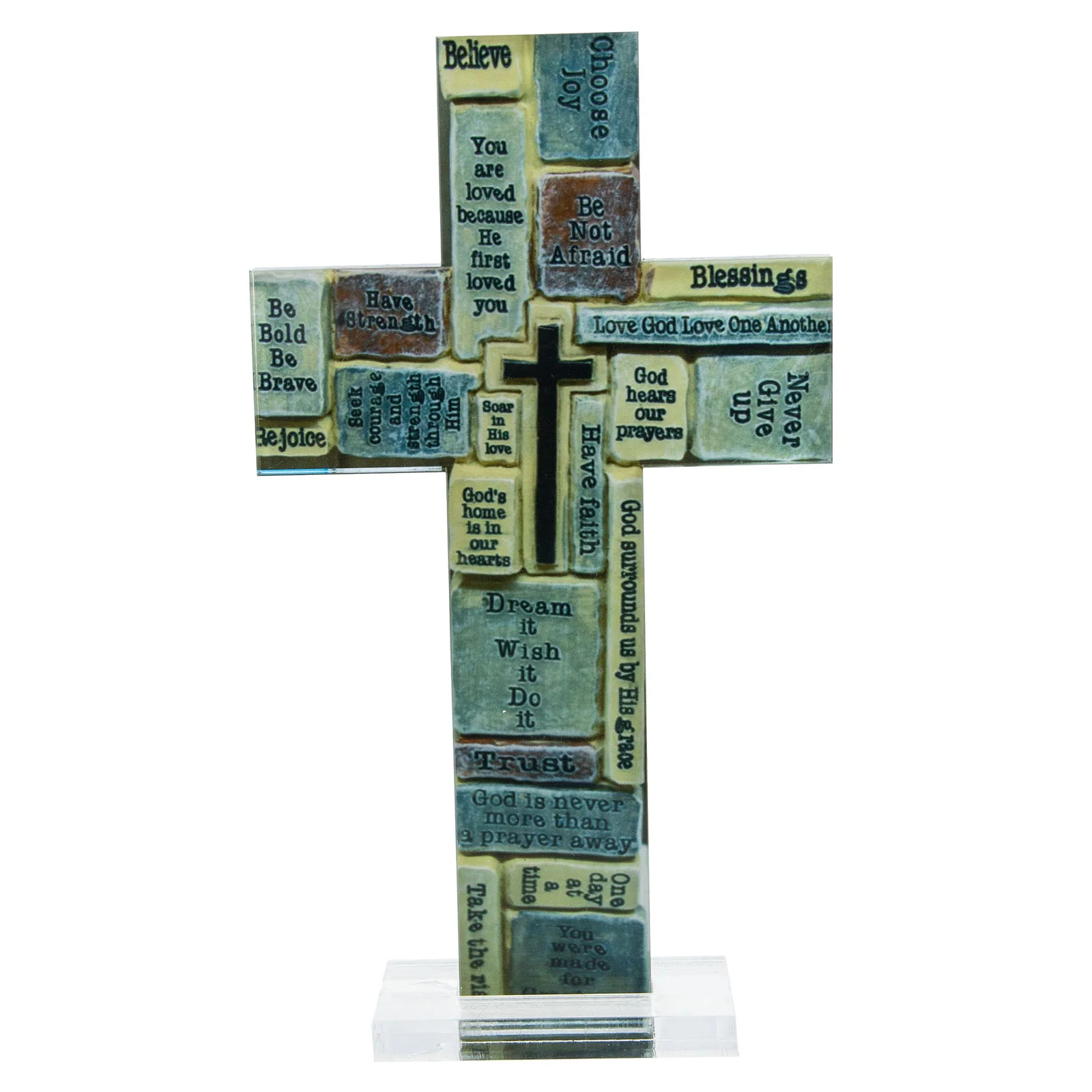 

Acrylic Inspirational Cross Decor Acrylic Cross Statue with Motivational Quotes