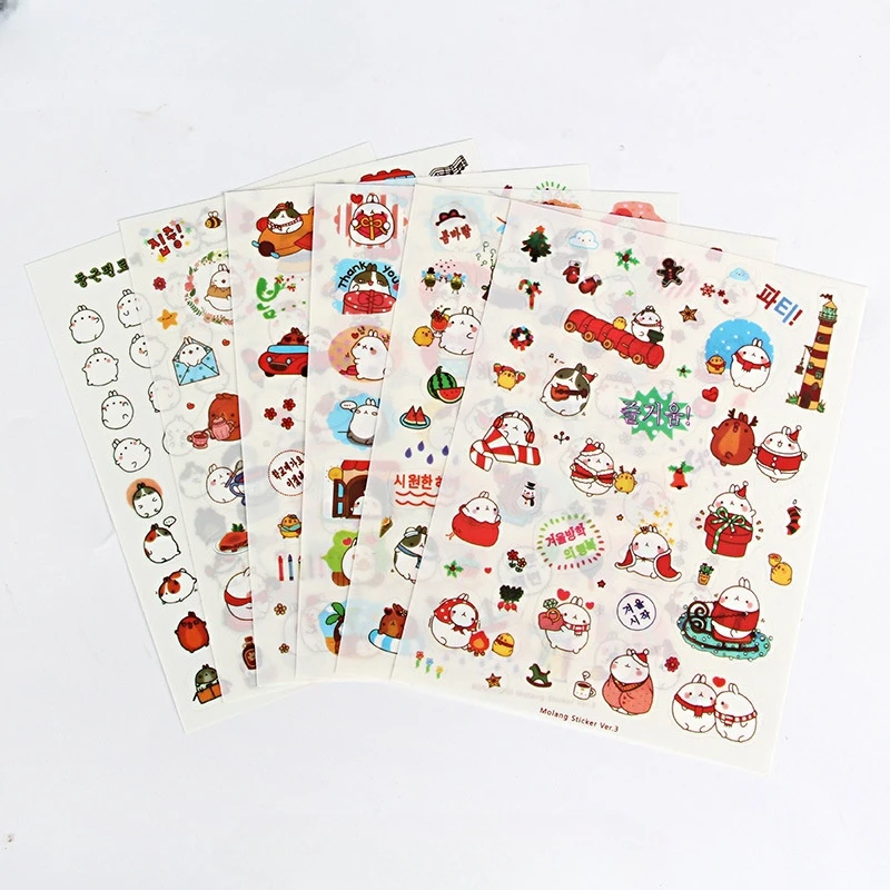 

6 pcs/pack Cute Season 3 Rabbit Decorative Sticker Diary Album Label Sticker DIY Scrapbooking Stationery Stickers Escolar