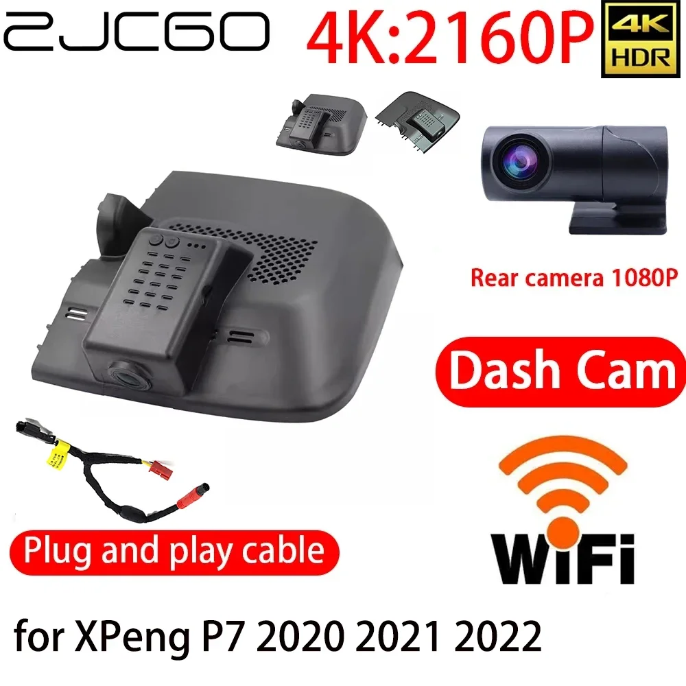 

ZJCGO 4K DVR видеорегистратор Wifi Передняя и задняя камера 24h монитор для XPeng P7 2020 2021 2022