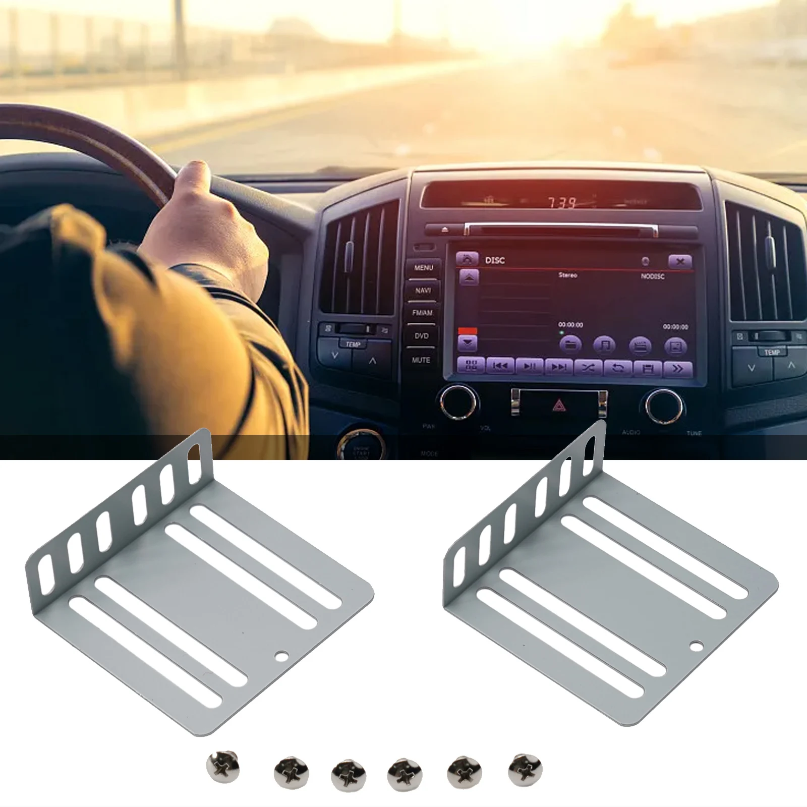 High Quality Brand New Car Radio Installation Kit Silver Universal Holder Support Mounting Accessory 2 Brackets
High Quality Brand New Car Radio Installation Kit Silver Universal Holder Support Mounting Accessory 2 Brackets