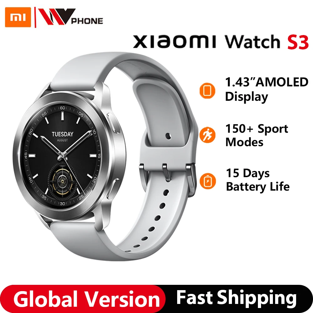 

Global Version Xiaomi Watch S3 1.43'' AMOLED Screen HyperOS Mi Smartwatch 5ATM Waterproof Blood Oxygen GNSS GPS 486mAh Battery