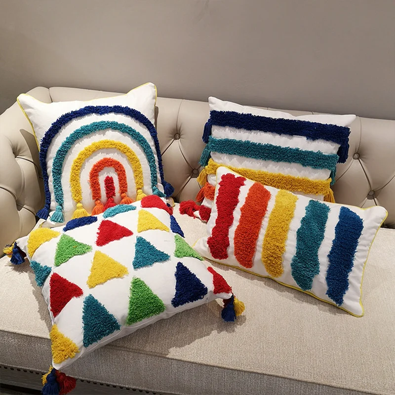 Rainbow Tufted Decorative Pillowcase 30x50/45x45cm Boho Style Tassel Cushion Cover For Living Room Sofa Home Decor
Rainbow Tufted Decorative Pillowcase 30x50/45x45cm Boho Style Tassel Cushion Cover For Living Room Sofa Home Decor