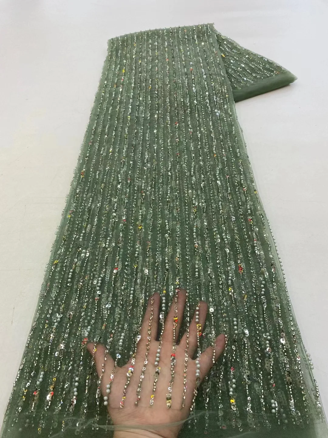 5Yards Green African Net Lace Fabric With Sequins 2023 High Quality French Tulle Lace Nigeria Beads Material For Wedding Dress
5Yards Green African Net Lace Fabric With Sequins 2023 High Quality French Tulle Lace Nigeria Beads Material For Wedding Dress