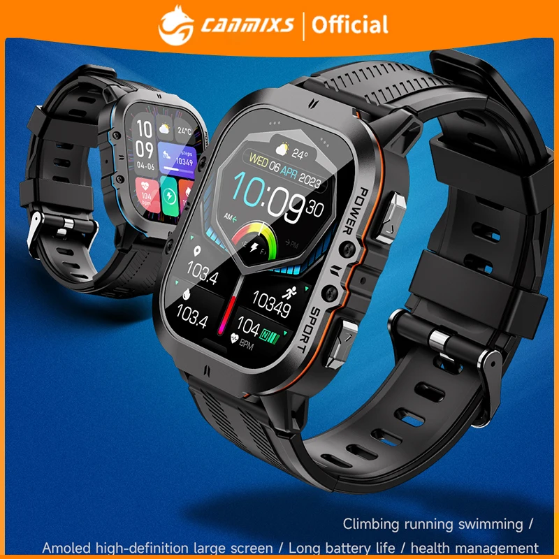 

Canmixs Smart Watch Men AMOLED Bluetooth Call for Information Reminder Women Health sleep monitoring Fitness Tracker Smartwatch