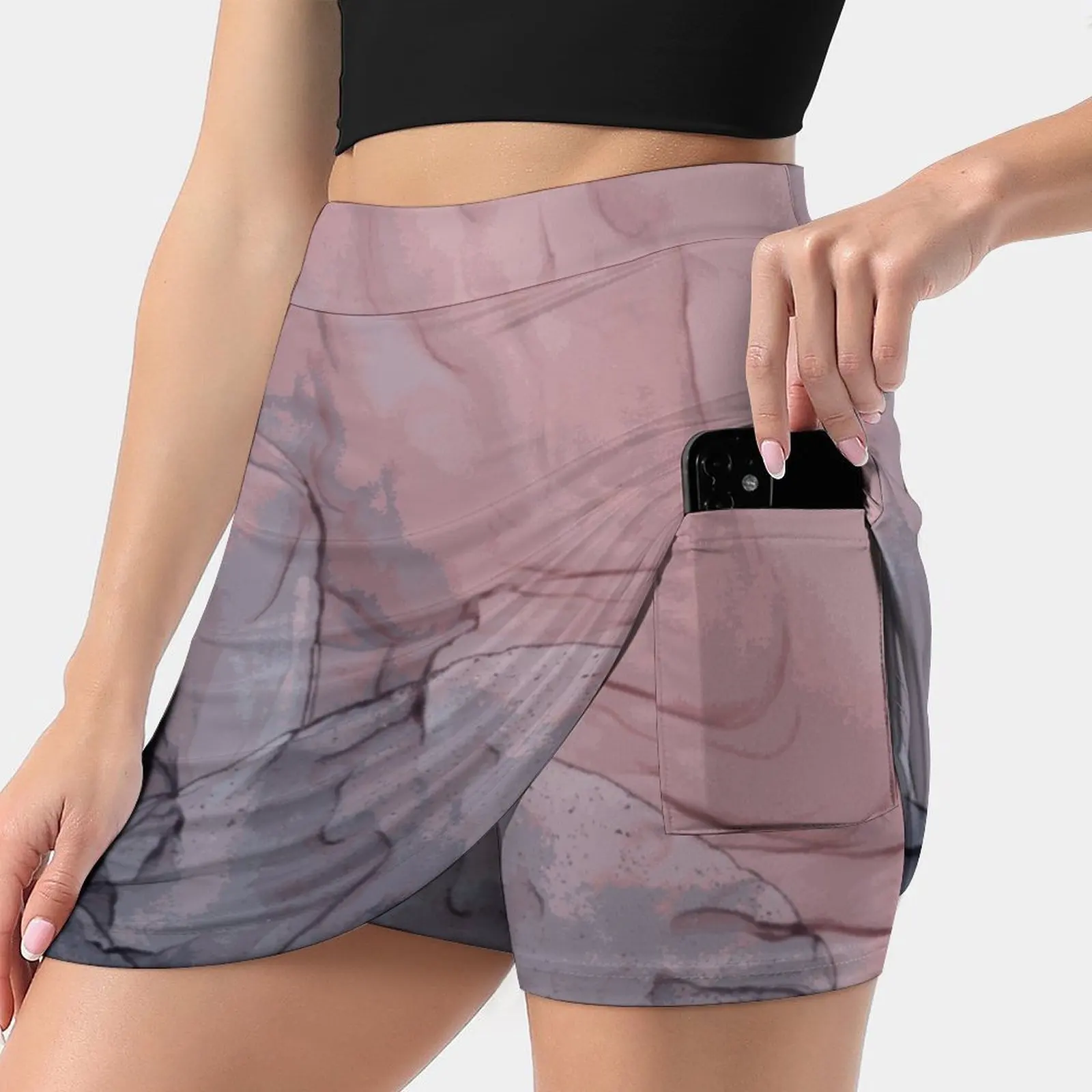 

Blush And Gray Flowing Ombre Abstract 1 Summer Women'Sshorts Skirt 2 In 1 Fitness Yoga Skirt Tennis Skirts Ink Watercolor Fluid