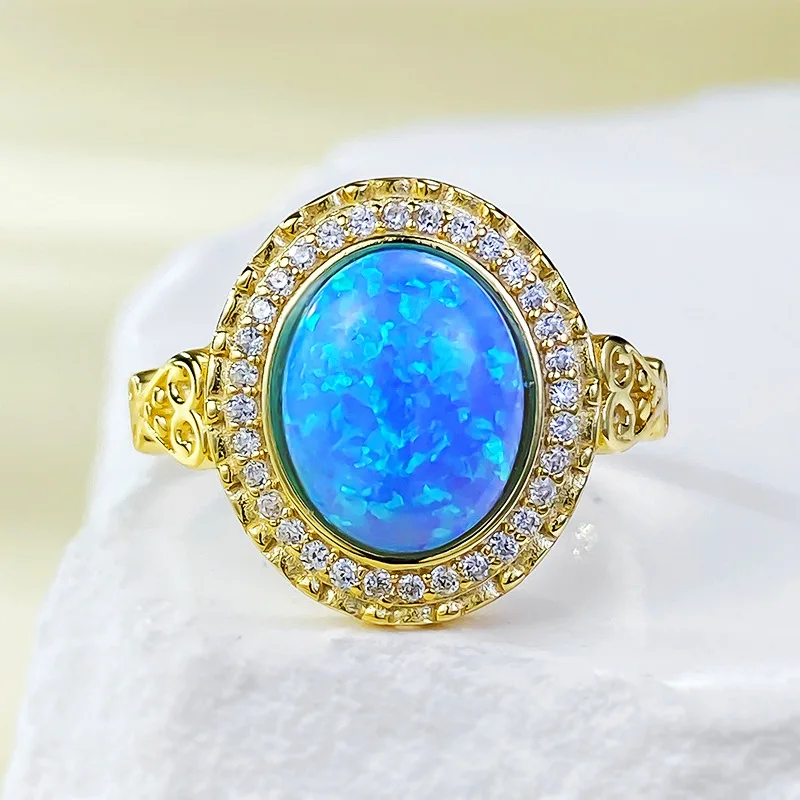 Vintage 925 Sterling Silver 8*10MM Oval Cut Opal High Carbon Diamond Rings for Women 18K Gold Plated Party Jewelry Gift
Vintage 925 Sterling Silver 8*10MM Oval Cut Opal High Carbon Diamond Rings for Women 18K Gold Plated Party Jewelry Gift