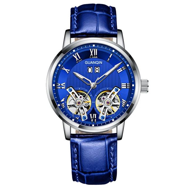 

GUANQIN Men Watch Luxury Automatic Watches Waterproof Mechanical Wristwatch Luminous Big Date Double Flywheel Sapphire