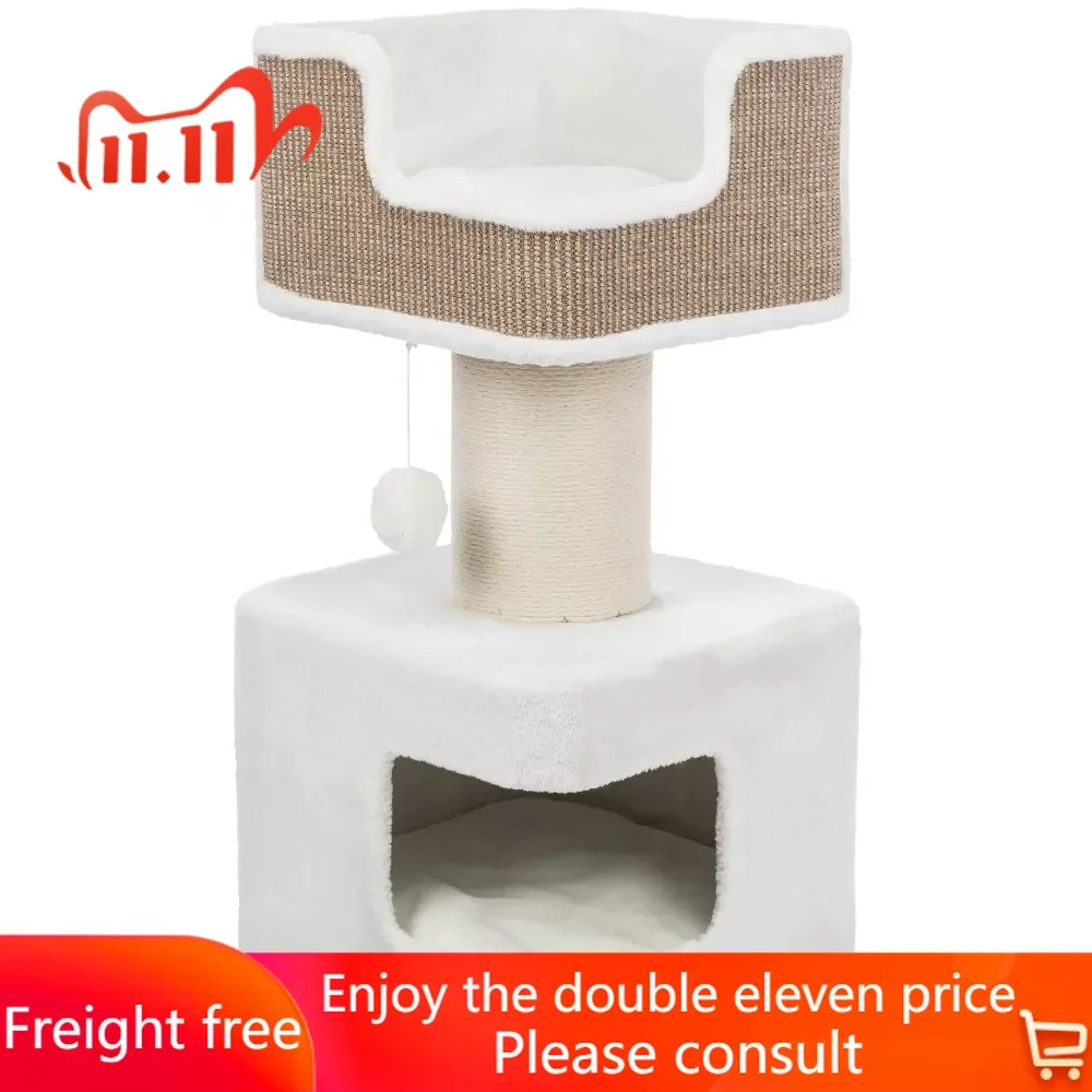 Cat Tower Ava XXL Jute & Plush 2-Level 34" Cat Tree with Scratching Post & Condo, Brown 
Cat Tower Ava XXL Jute & Plush 2-Level 34" Cat Tree with Scratching Post & Condo, Brown