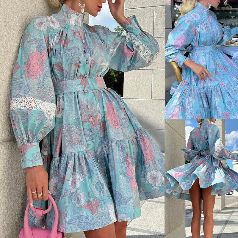 Spot 2023 spring and autumn new female fashion temperament long-sleeved high-neck large swing printed dress
Spot 2023 spring and autumn new female fashion temperament long-sleeved high-neck large swing printed dress