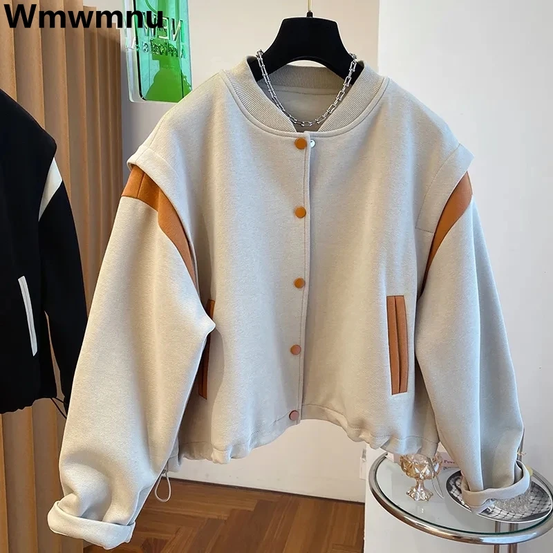 

Короткие бейсбольные куртки контрастных цветов в стиле пэчворк, корейские модные топы с подкладкой, свободная новая повседневная куртка, весенние куртки-бомберы