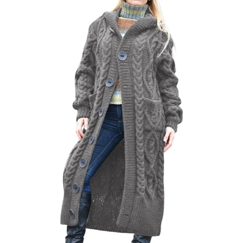 Wepbel Sweater Coat Loose Knitted Button Cardigan Pockets Twist Mid-Length Women Long Sleeve Single Breasted Sweater Outwear
Wepbel Sweater Coat Loose Knitted Button Cardigan Pockets Twist Mid-Length Women Long Sleeve Single Breasted Sweater Outwear