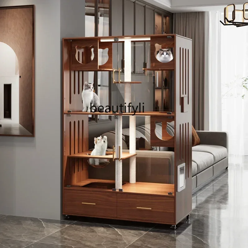 Solid Wood Cat Villa Home with Toilet Integrated Panoramic Glass Luxury Large Cattery Cat Cage
Solid Wood Cat Villa Home with Toilet Integrated Panoramic Glass Luxury Large Cattery Cat Cage