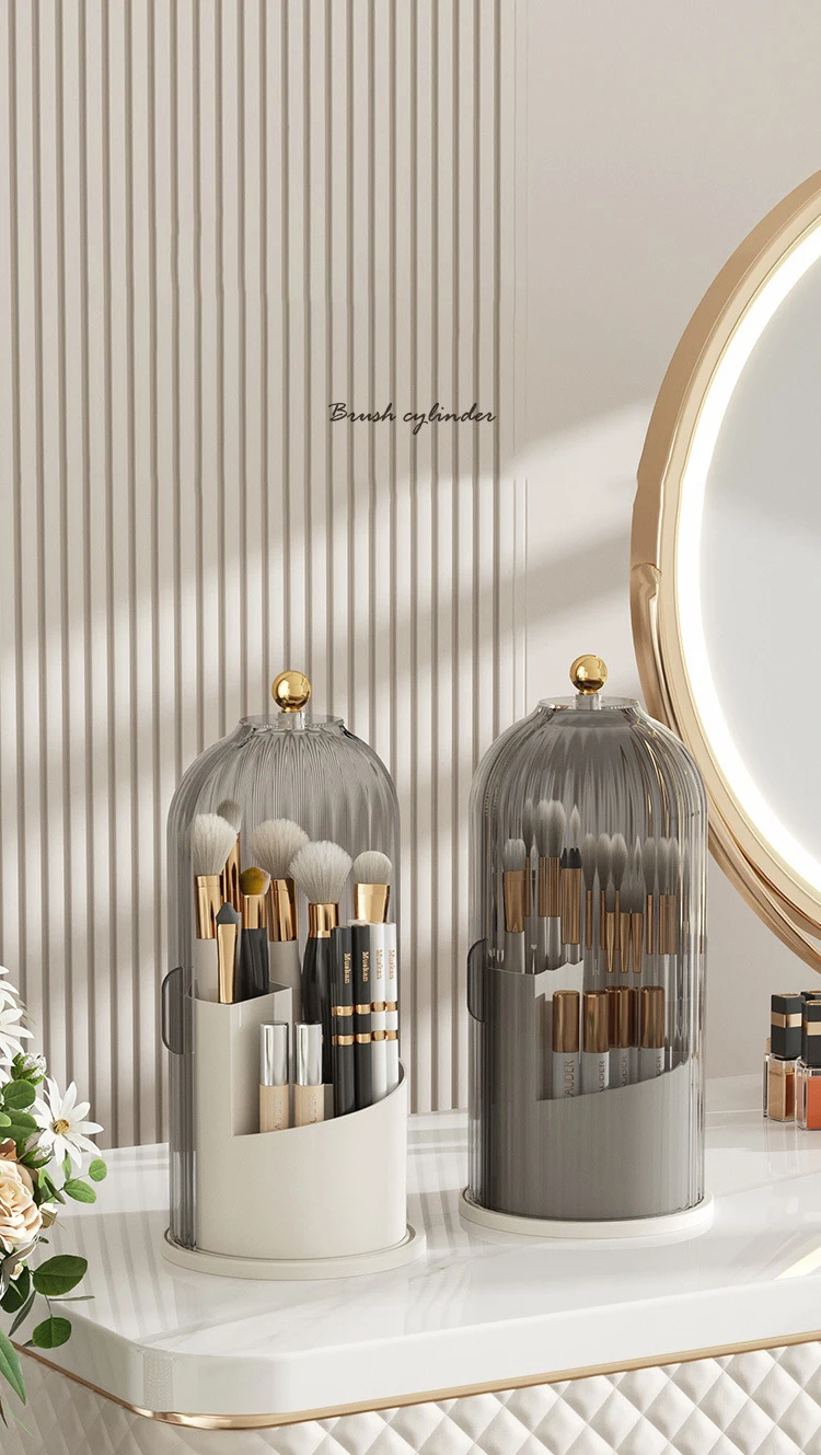 Makeup Brush Holder 360° Rotating With Lid Lipstick Eyebrow Pencil Holder Eye Shadow Storage Box Luxury Cosmetic Organizer Makeup Brush Holder 360° Rotating With Lid Lipstick Eyebrow Pencil Holder Eye Shadow Storage Box Luxury Cosmetic Organizer