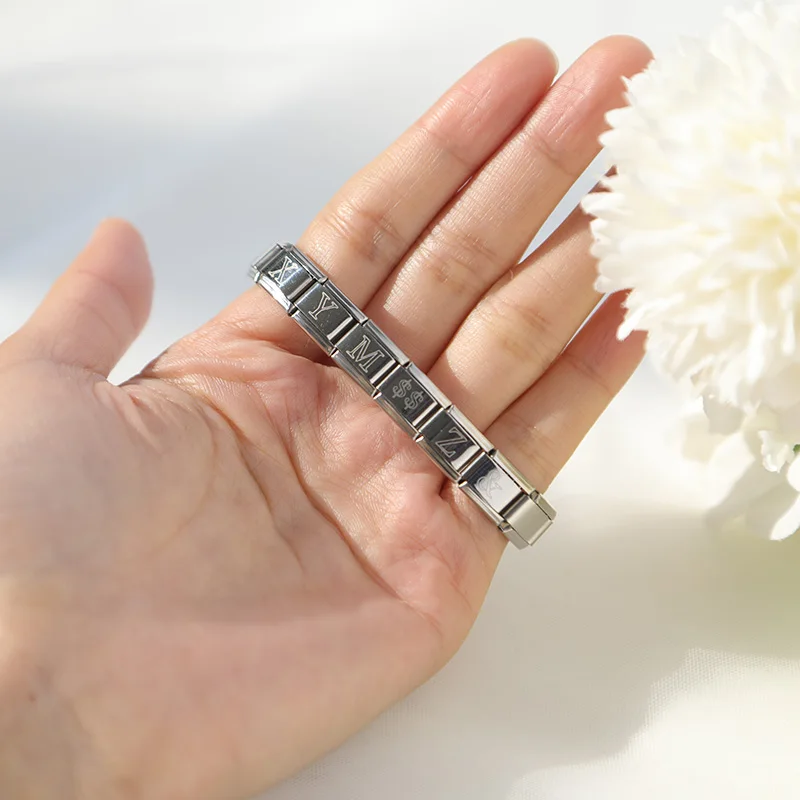Hapiship New Original Daisy  26 Letters A-Z Italian Charm Fit 9mm Bracelet Stainless Steel Jewelry Making DJ153 Hapiship New Original Daisy  26 Letters A-Z Italian Charm Fit 9mm Bracelet Stainless Steel Jewelry Making DJ153