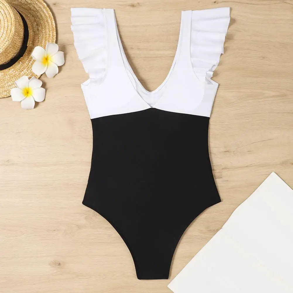 

V-neck Sexy Swimsuit Stylish Women's One-piece Swimsuits Collection V-neck Monokini Ruffled Tummy Control Bathing Suit High