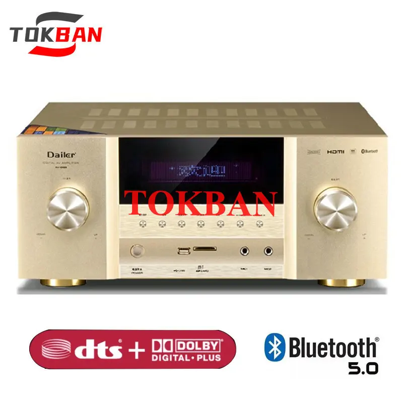 

Tokban AV-888K 5.1 Channel Amplifier High Power Dolby Atmos HDMI 4K HD Bluetooth 5.0 USB Optical Coaxial Karaoke Home Theater