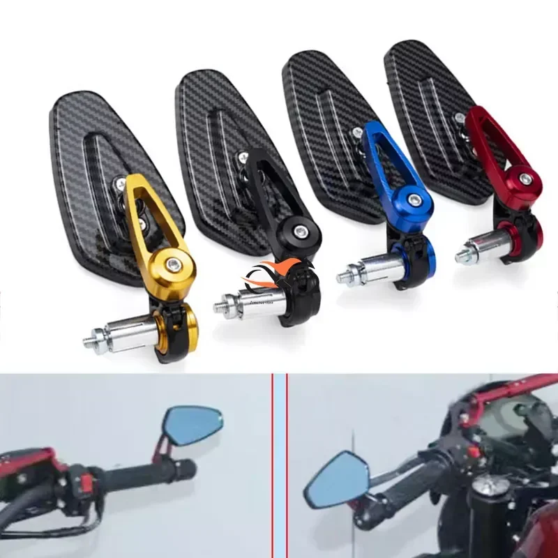 

7/8" 22mm Motorcycle Rearview Mirror Carbon Fiber Pattern Handlebar Mirror Modified Inverted Rear Mirror Motorbike Accessories