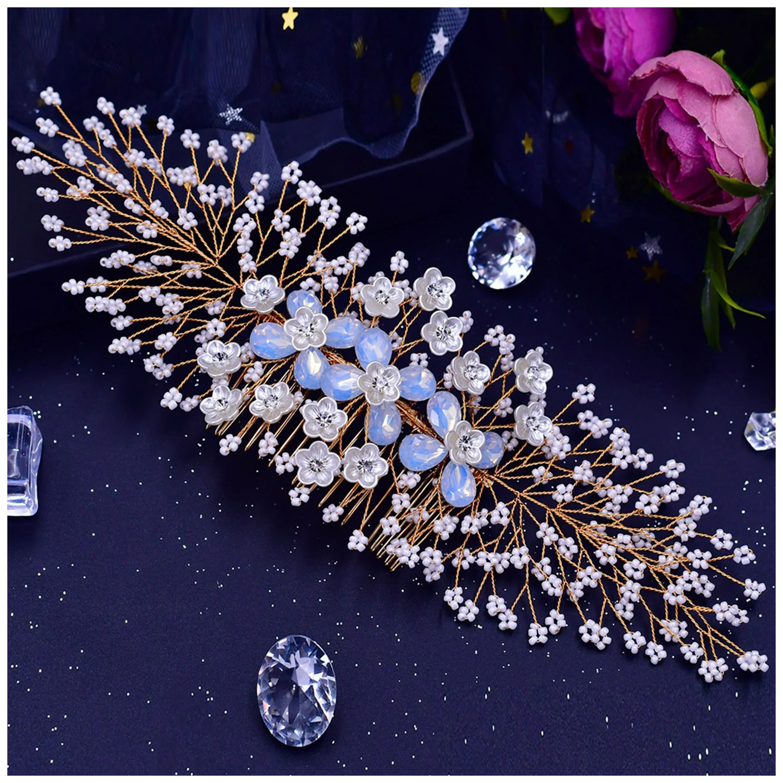 Women's Hair Comb Headpiece Handmade Gold Comb Barrette with Rhinestone for Banquet Wedding Gown Silver Hair Clips FS99
Women's Hair Comb Headpiece Handmade Gold Comb Barrette with Rhinestone for Banquet Wedding Gown Silver Hair Clips FS99