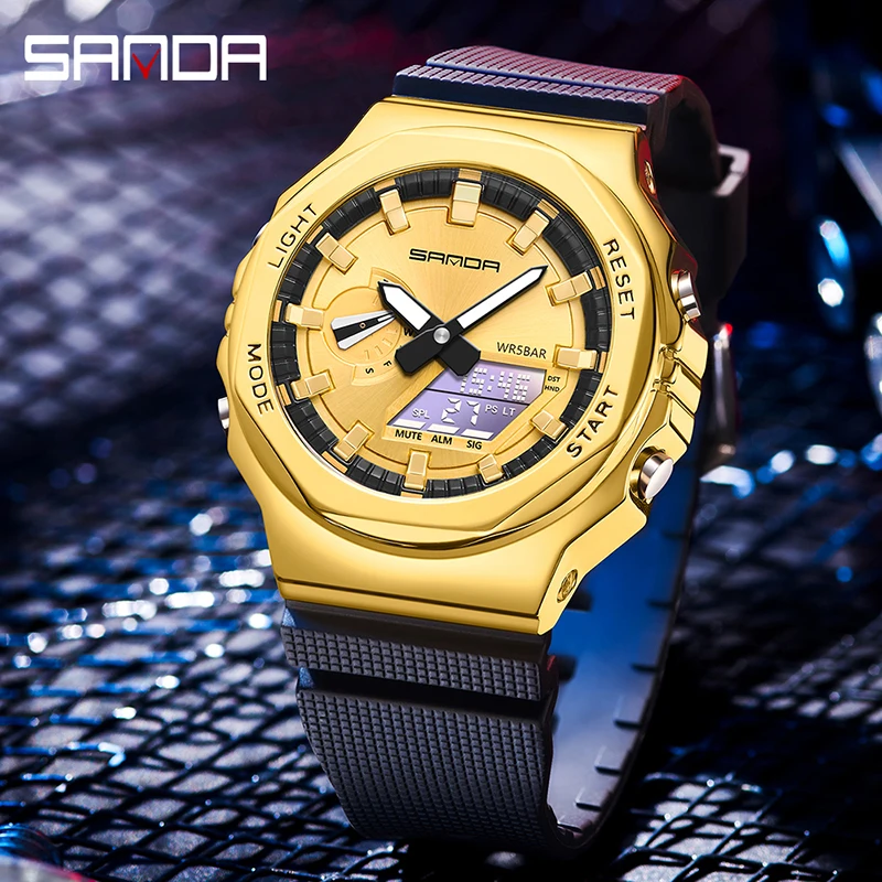 

SANDA Multifunctional LED Light Digital Sport Watch Mens Casual Stopwatch Clendar Clock 50M Waterproof Wristwatches reloj hombre